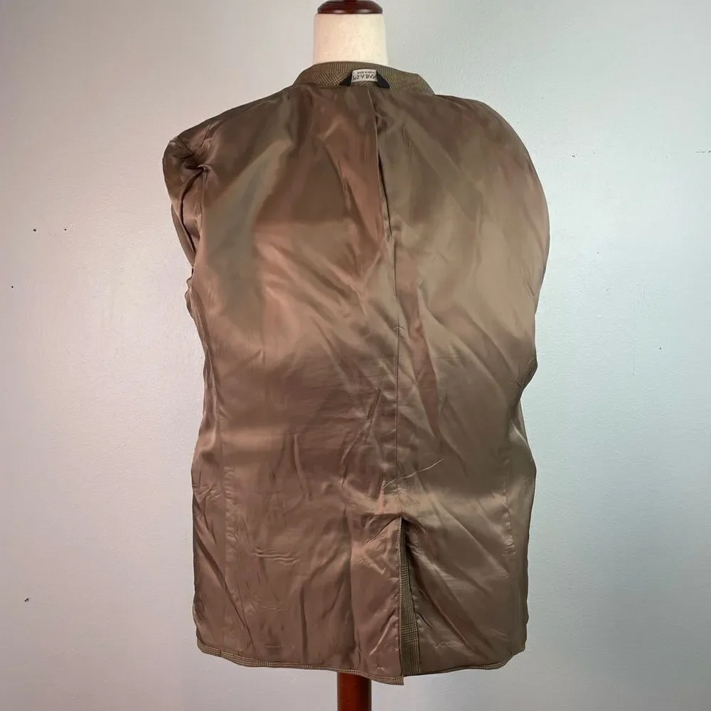 Jos. A. Banks Tan Sport Coat with Notched Lapels and Plaid Pattern Size 41R EUC